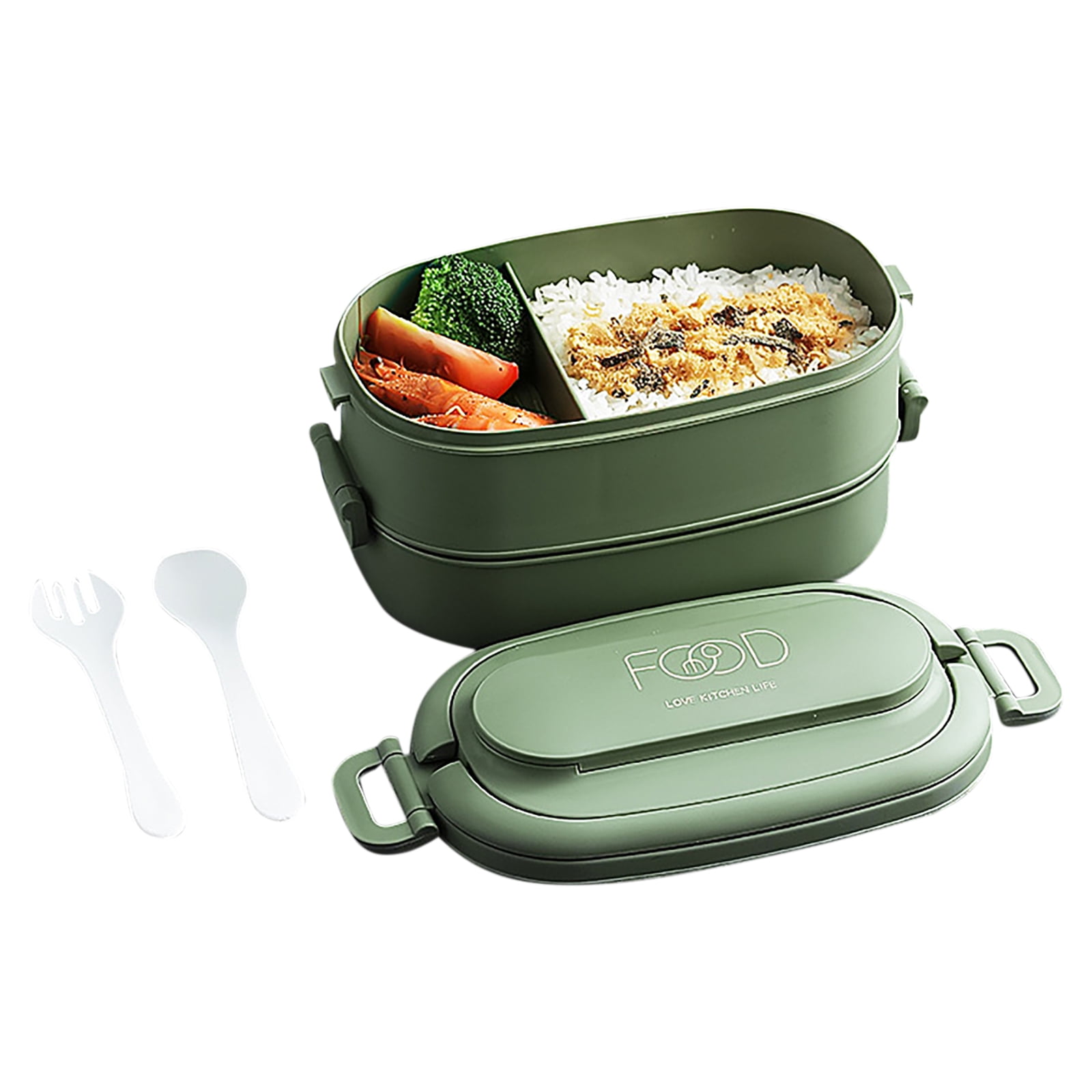 Smrinog 1550ml Lunch Box 2 Compartment Food Fruit Lunch Box With