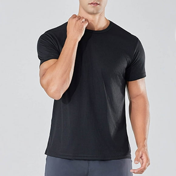 Compression Shirts for Men Quick Drying Summer Gym Shirts Breathable Stretchy Short Sleeve Crew Neck Basic T-Shirts for Activewear Clearance