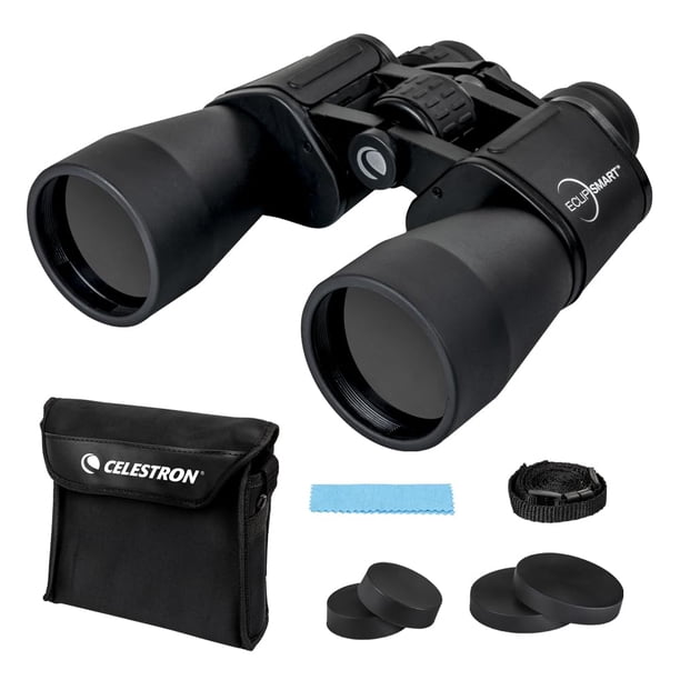 Celestron - Binoculares seguros para eclipses solares EclipSmart - Binoculares solares grandes y potentes de 12x50 mm - Binoculares solares exclusivos - Vistas cristalinas del sol, eclipses solares, t