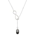 thumbnail image 1 of Delight Jewelry Silvertone Black Baby Shoe with Crystal Strap Silver tone Elegant Infinity Lariat Necklace, 1 of 4