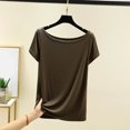 thumbnail image 2 of Kovlvoll Womens Tops Summer Casual Solid Color Short Sleeve T-Shirt Round-Neck Home Bottom Pajamas Top Shirt, 2 of 3