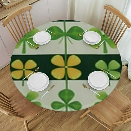 

SHERONV Shamrock Round Table Cover Stain Resistant Washable Indoor Outdoor Tablecloth Kitchen Dining Wedding Parties 100％ Polyester Outdoor Fitted 42 -46