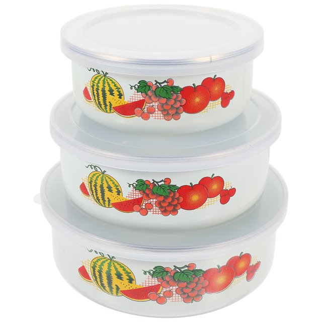 3pcs Enamel Bowls Salad Bowls Food Storage Bowls Food Preservation