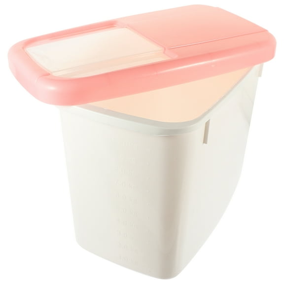 IDEANATEGRATE 1Set Pink Plastic Kitchen Rice Bucket Square Sealed for Flour Keeper