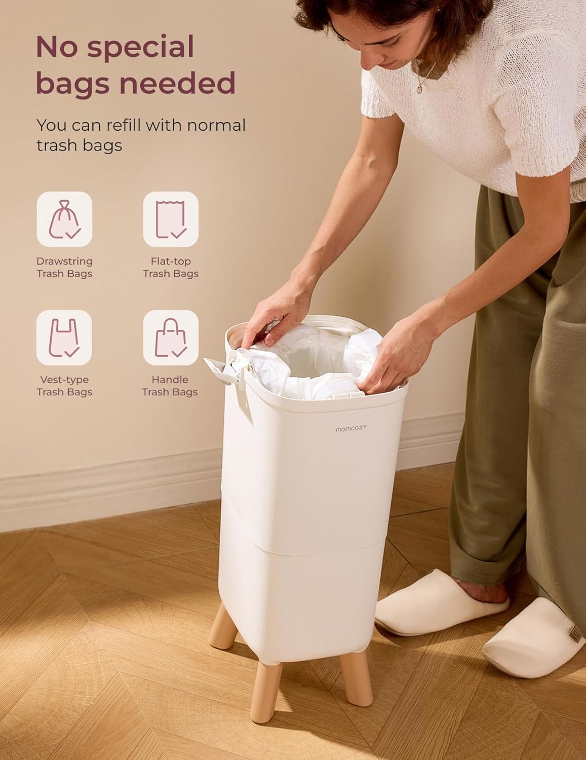 Momcozy Diaper Pail with Triple-Seal Odor Control photo 3