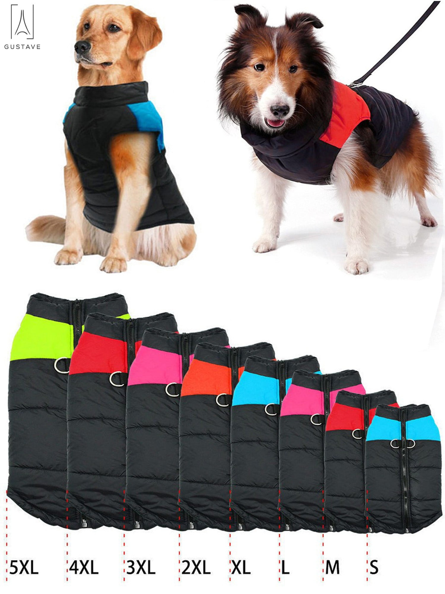 Winter Dog Down Jacket Waterproof Large Dog Vest Coat Thicken Warm Pet Dog Cloth 