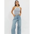 thumbnail image 5 of Halter Tank Tops for Women Summer Striped Stretchy Ribbed Knit - Shirts Slim Fitting Blue XL, 5 of 9