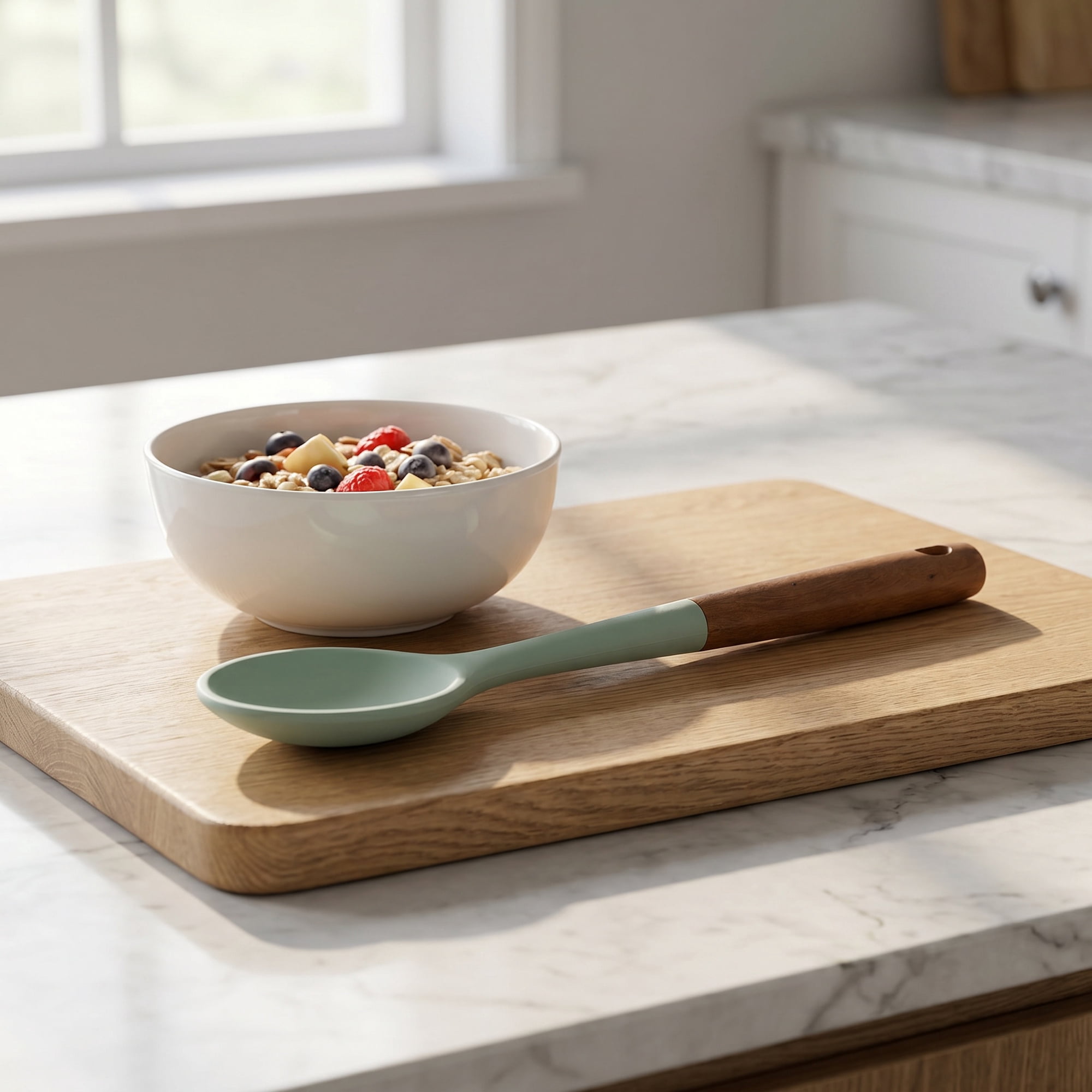 Unique Bargains Silicone Spoon Non Stick Pans Heat Resistant Handle Green 13.8" x 2.7"