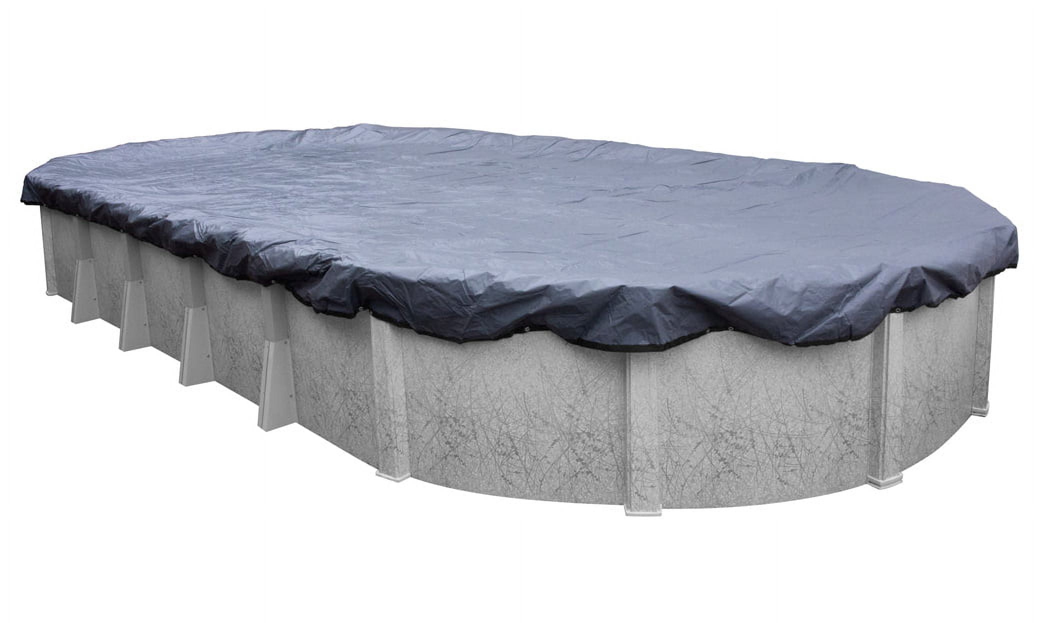 Pool Mate 15 Year Extra Heavy-Duty Slate Blue Oval Winter Pool Cover, 15 x 27 ft. Pool