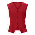 thumbnail image 5 of Womens Front Button Vest Solid Shawl Collar Back Tie Detail Casual Outerwear Layering Red L, 5 of 6