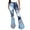 Blue, variant on Women's Stylish High Waist Patchwork Jeans Hippie Vintage Flared Bell Denim Pants