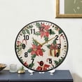 thumbnail image 4 of Yayeee Wall Clock Battery Operated 9.5" Silent Quartz Non-Ticking for Living Room Decor, Red Christmas Poinsettia, 4 of 8