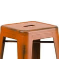 thumbnail image 5 of Emma + Oliver Commercial Grade 30"H Backless Distressed Orange Metal Indoor-Outdoor Barstool, 5 of 7
