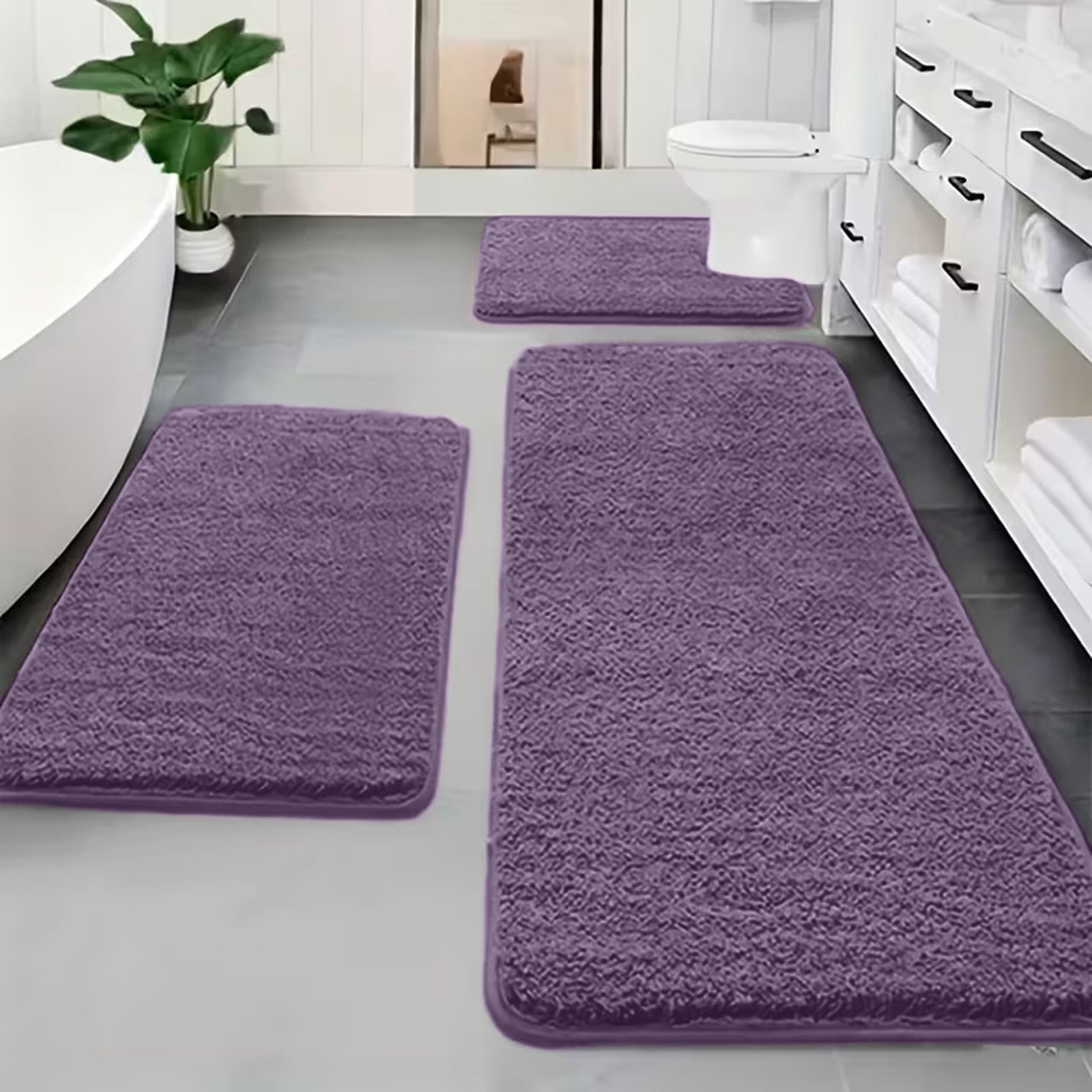 47 Inch Extra Large 3-Piece Memory Foam Bathroom Rug Set, Ultra Soft Water Absorbent Non-Slip Bath Mat, Washable Bathroom Floor Mats for Bathroom, Shower, Tub, Laundry Room and Vanity Area