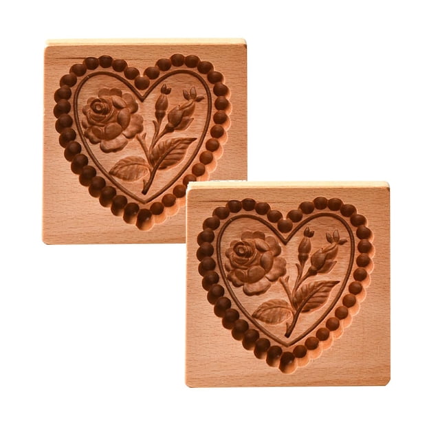 Oleegame 2PC Cookie Mold Cookie Molds Provences Rose Cookie Stamp Embossing Molds Craft Decorating Baking Tool