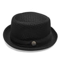 thumbnail image 4 of FKMJH Unisex Breathable Mesh Fedora Hat Summer Wide Brim Sun Beach Panama Hat Packable Lightweight Short Brim Adjustable Travel Hat Black,One Size, 4 of 7