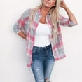 thumbnail image 4 of CEHVOM Chemise Décontractée à Manches Longues pour Femmes Imprimé à Carreaux Col en V en Liquidation, 4 of 8