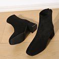 thumbnail image 6 of Women's French Style Stretch Suede Ankle Boots Square Toe Chunky Block Heel Back Zipper Slim Fit Short Booties Elegant Casual Autumn Winter Daily Dress Footwear, 6 of 8