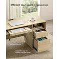 thumbnail image 6 of EYYTHUNG 47" Office Desk, Farmhouse Executive Desk with File Drawer & Outlet, Wood Computer Desks with Keyboard Tray, Light Oak, 6 of 8