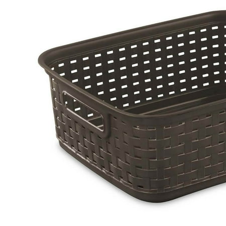 Sterilite - Decorative Wicker-Style Short Weave Basket (6 Pack) - Espresso
