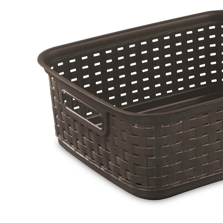 Sterilite Espresso Brown Wicker-Style Storage Bins