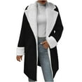 thumbnail image 2 of Juebong Long Faux Suede Jacket Women Oversized Shearling Fleece Winter Coats Baggy Lapel Button Warm Jackets Outwear Black,S, 2 of 7