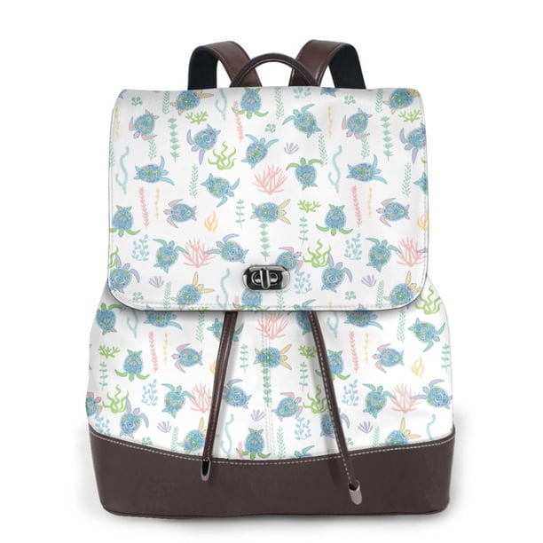 Balery Sea Turtle Mochila de Cuero para Mujeres, Gran Capacidad, Bolsa de Viaje Multifuncional, Mochila de Cuero y Bolsa de Hombro para Mujeres