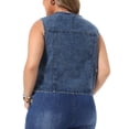thumbnail image 3 of Agnes Orinda Women's Plus Size Cropped Denim Vest Button Down V Neck Sleeveless Casual Jean Waistcoat Jackets 4X Gray Blue, 3 of 6