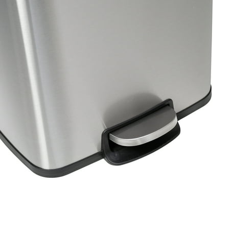 Honey-Can-Do - Set of Stainless Steel Step Trash Cans with Lid - Silver