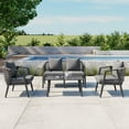 thumbnail image 2 of Olurrisa 4-Piece Iron American Traditional Patio Set with Cushioned Seats & Matching Table for Outdoor Living​​, 2 of 9