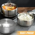 thumbnail image 2 of ABCISI Stainless Steel Rice Bowl with Lid, Set of 2 Korean Rice Bowl for Kitchen Restaurant, Double-walled Metal Bowls, Multi-Purpose Insulated Soup Bowls Snacks Bowls (11.5cm Silver), 2 of 7