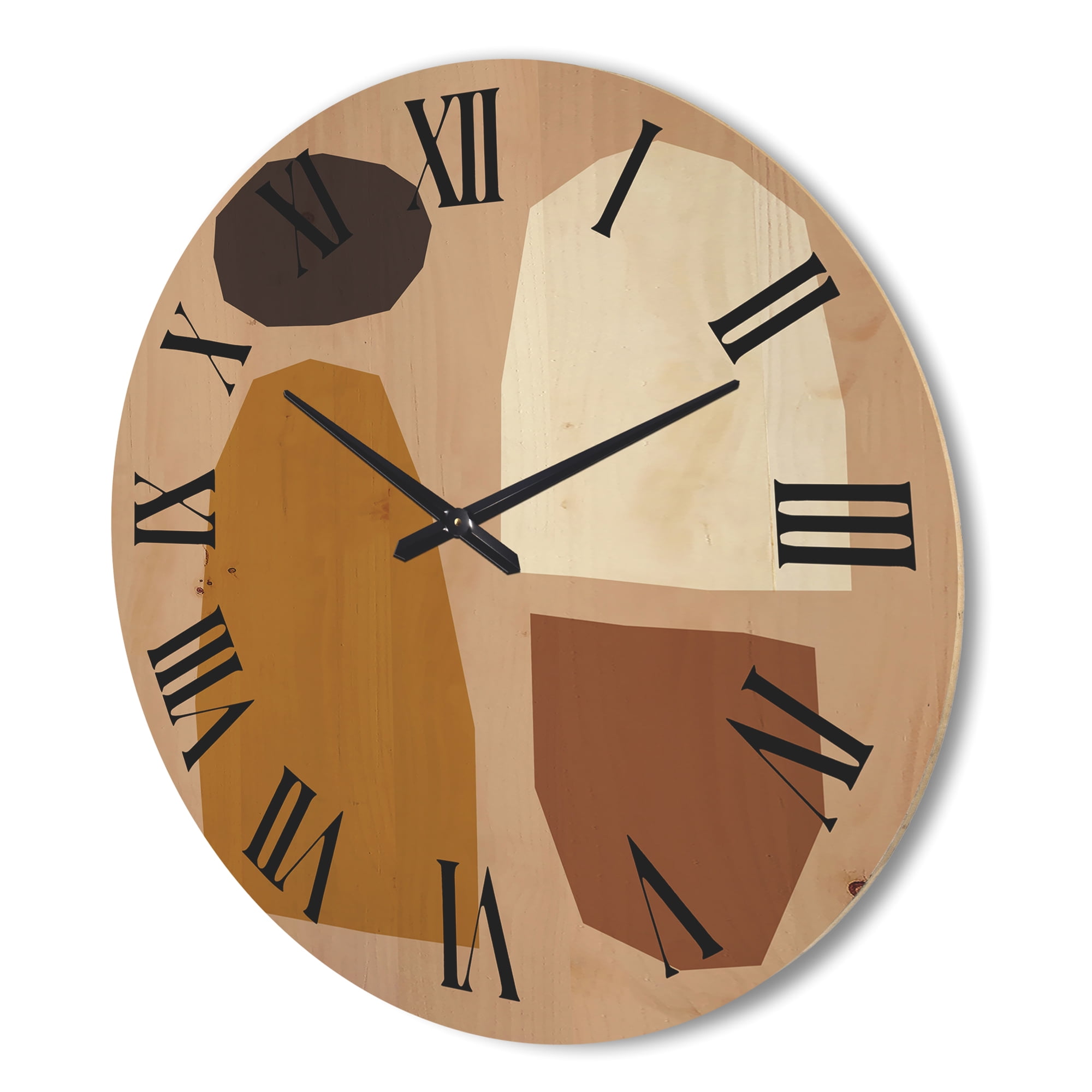 Designart 'Minimal Geometric and Elementary Organic Compostions XXXXVII' Modern Wood Wall Clock