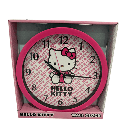 Hello Kitty Pink Round Wall Clock, Analog Battery-Operated Wall Clock for Bedroom & Playroom