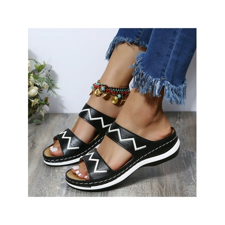 

Zodanni Women s Slippers Slip On Sandals Solid Color Slides House Flats Daily Casual Open Toe Shoes Black 5.5