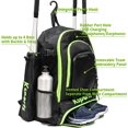 thumbnail image 4 of Ksports Shoe Compartment & Fence Hook Baseball Bag Black/Green, 4 of 9