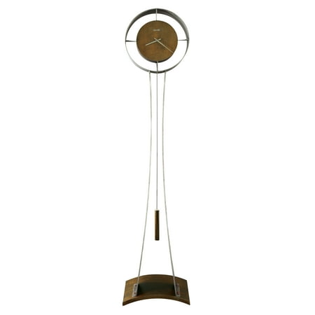 Howard Miller Kira Floor Clock 615-108 – Aged Silver Finished Metal, Vertical Home Decor, Natural Walnut Finished Pendulum Bob & Base, Quartz Movement
