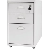 3-Drawer Vertical File Cabinet - Metal Mobile File Cabinet with Lock and Wheels - Under Desk Metal Filing Cabinet for Legal/Letter/A4 File - Fully Assembled - Home/Office Storage Cabinet (White)