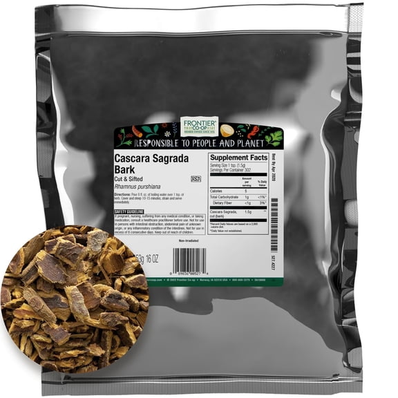 Frontier Co-op Aged Cascara Sagrada Bark, Cut & Sifted, 16 oz. Bag
