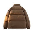 thumbnail image 3 of Dpytoraw Mens Winter Solid Color Zipper Pocket Thick Warm Padded Jacket Hoodless Coat Thick Coat, 3 of 3