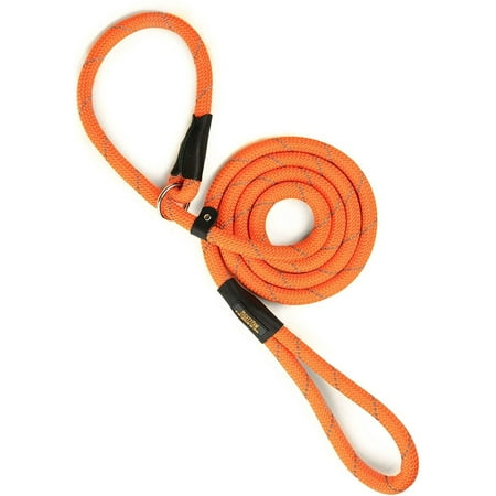 Mighty Paw Slip Rope Dog Leash, 6 ft, One-Size-Fits-All, Slip-On Rope Leash. Easy to Slip On, No Collar or Harness Needed. Durable & Weather Resistant Climbers Rope with Reflective Stitching