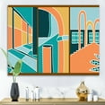 thumbnail image 2 of Designart ' Geometric Shapes Vintage Style Building Windows ' Modern Canvas Wall Art Print, 2 of 4