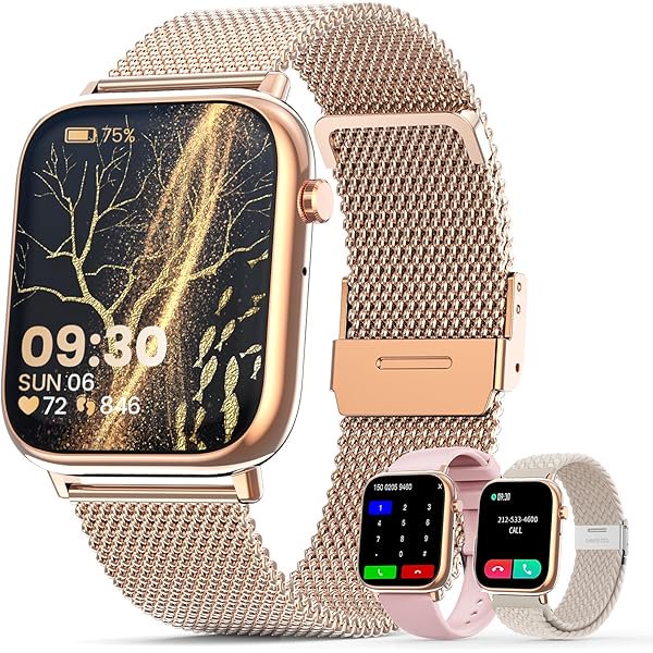 wonima11 Smart Watches for Women,1.83" Fitness Tracker with Answer/Make Calls/Sleep Monitor/IP67 Waterproof /SpO2 Fitness Tracker/Sleep Monitor Watch for Android iOS (Gold)