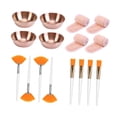thumbnail image 1 of Juego de 16 cuencos, cepillos y diademas de acero inoxidable para mascarillas faciales. Oro rosa, 1 of 8