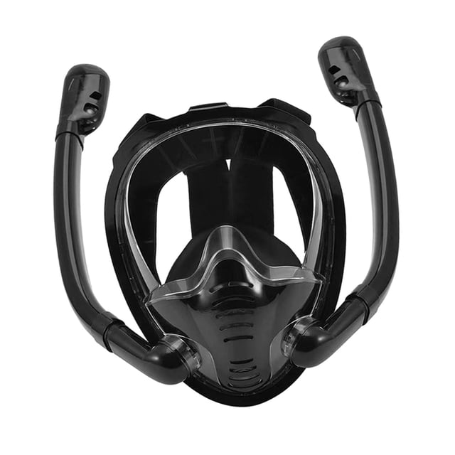 Máscara de snorkel, tubo de respiración doble, accesorios subacuáticos ligeros y duraderos S y M Niño Negro