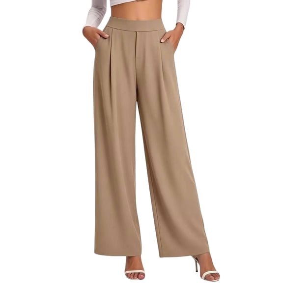 Kezqiaxn Wide Leg Dress Pants for Women Fashion Stretchy High Waisted Work Trousers with Pockets Business Casual Pants