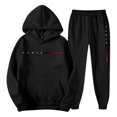 thumbnail image 4 of JAJAHO Men's Hooded Sweatshirt Suit Set Casual Streetwear Sweatsuit With Pockets Daily Wear Long Sleeve Hoodies Ankle-Tied Sweatpants 2 Piece Tracksuits Trendy Outfit, 4 of 5