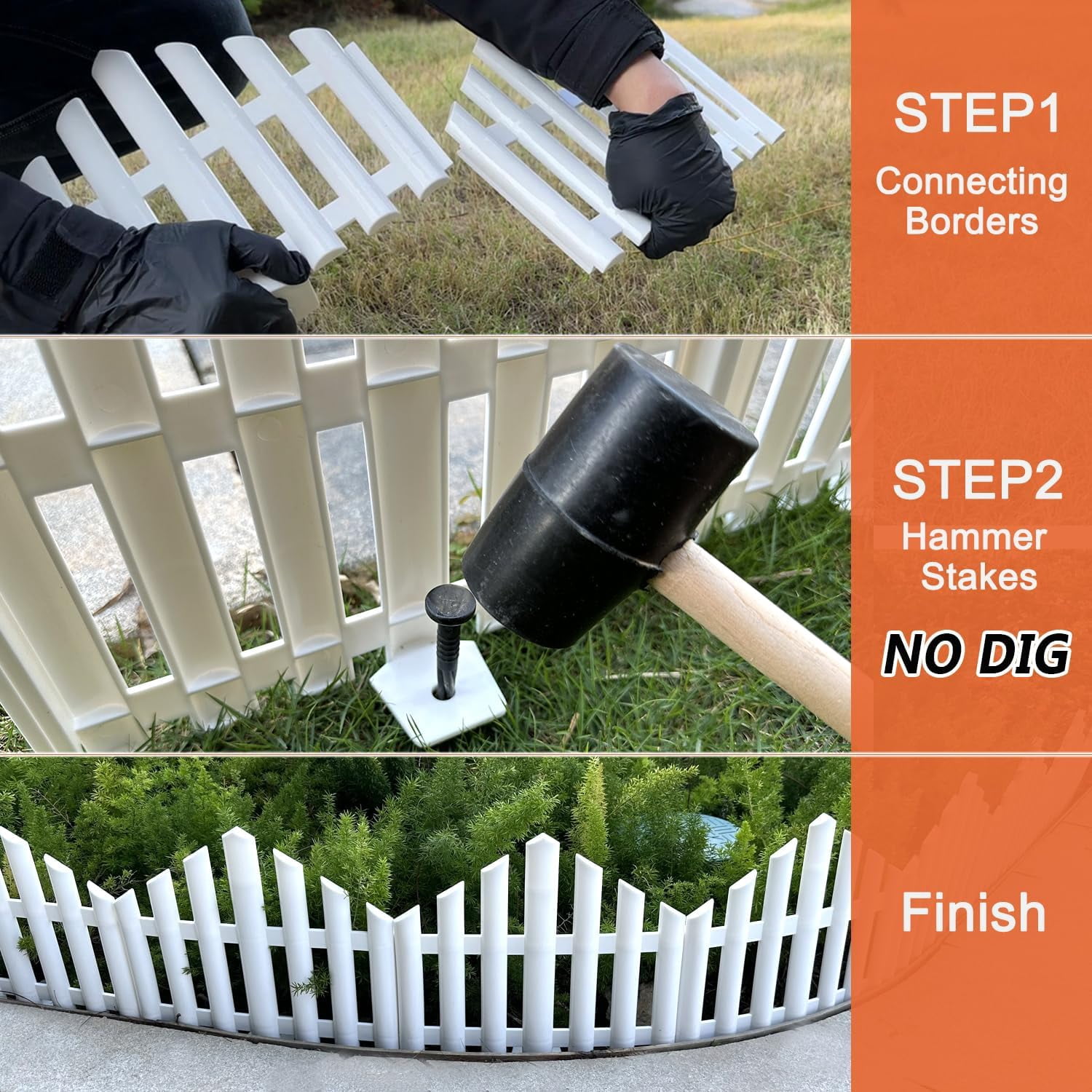 No- Garden Edging Border 13FT Landscape Edging 14.6 Inch Tall for Flower Bed Fence