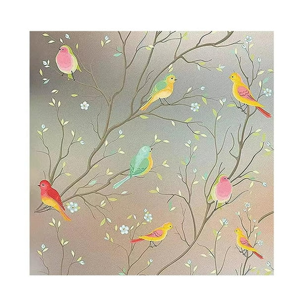Ventana Película de privacidad Pájaros decorativos Película de vidrio Decorativo Creativo 30 cm x 200 cm Ventana Calcomanía para sala de estar Dormito Macarena película de la ventana