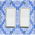 thumbnail image 1 of Metal Light Switch Plate Outlet Cover (Victorian Damask Flower Blue Pastel Pattern - Double Rocker), 1 of 2