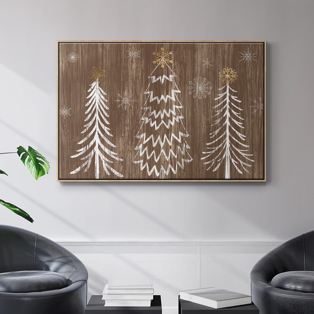 Barnwood Wonderland Collection A - Framed Gallery Wrapped Holiday Canvas - 25 x 37 - Natural Wood Frame